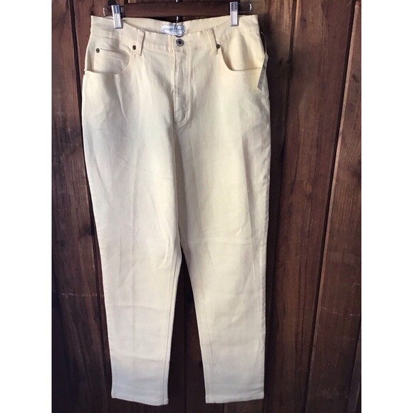 Coldwater Creek Yellow Jeans Size 12 Flat Front 5 Pockets Zip Fly - Picture 1 of 15